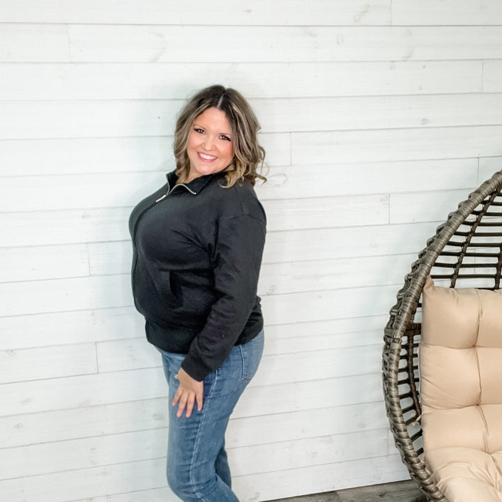 Diamond Quilted Full Zip Jacket (Charcoal)