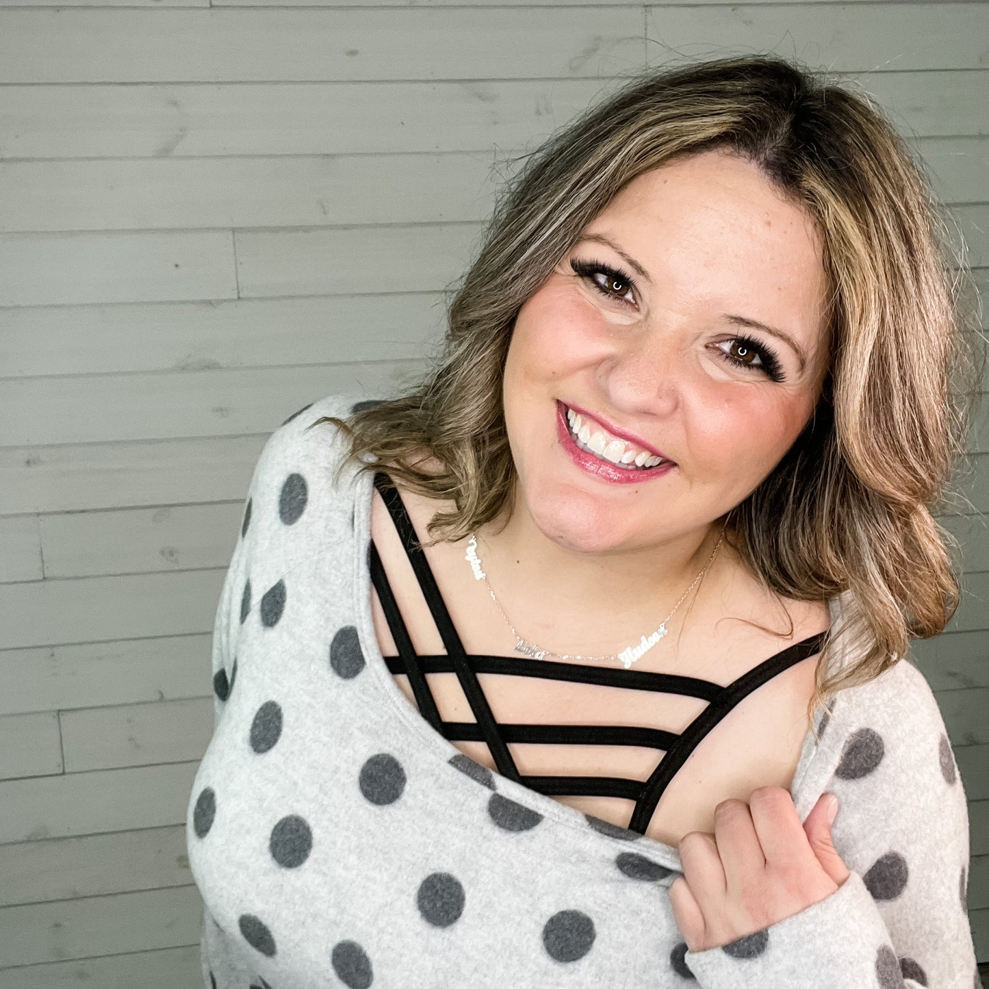 "Did You Miss It" Polka Dot Long Sleeve Open Back Top
