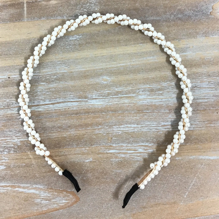 Doubled Pearl Beaded Headband-Lola Monroe Boutique