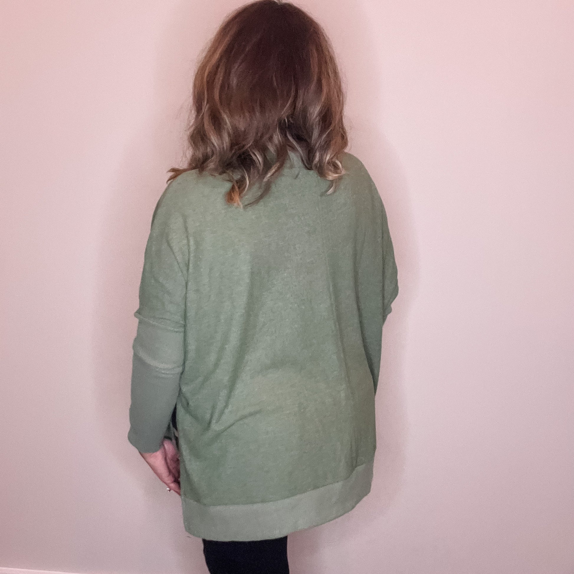 "Downtime" Long Sleeve with Thumbholes Hi Low (Olive)