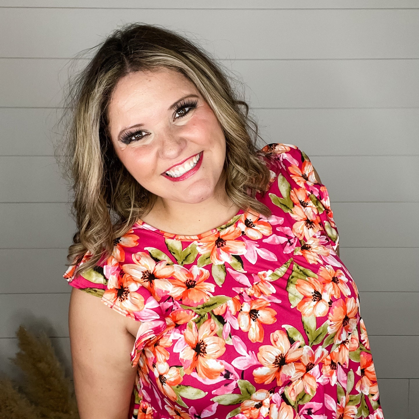 "Esme" Floral Ruffle Cap Sleeve Tiered Top