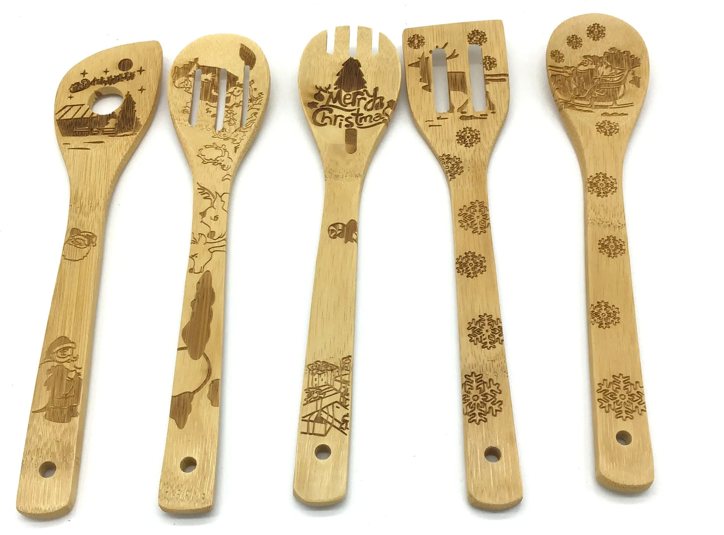 Etched 5 Piece Wooden Kitchen Utensil Sets (Multiple Characters)