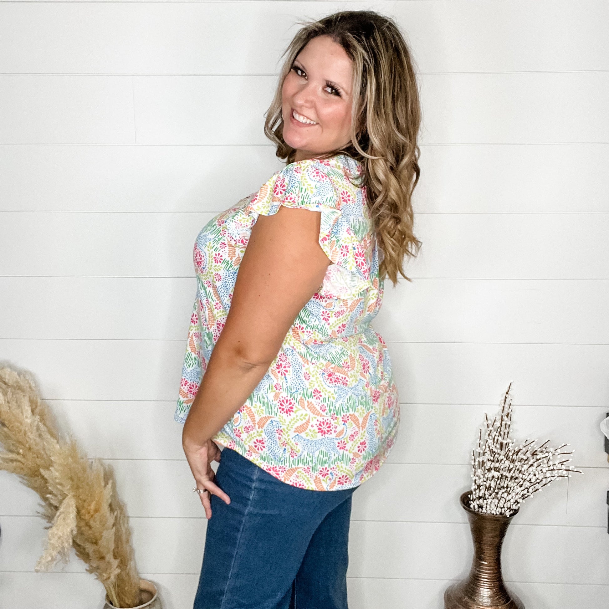 "Everglade" Ruffle Cap Sleeve