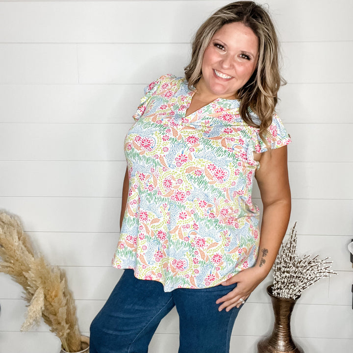 "Everglade" Ruffle Cap Sleeve