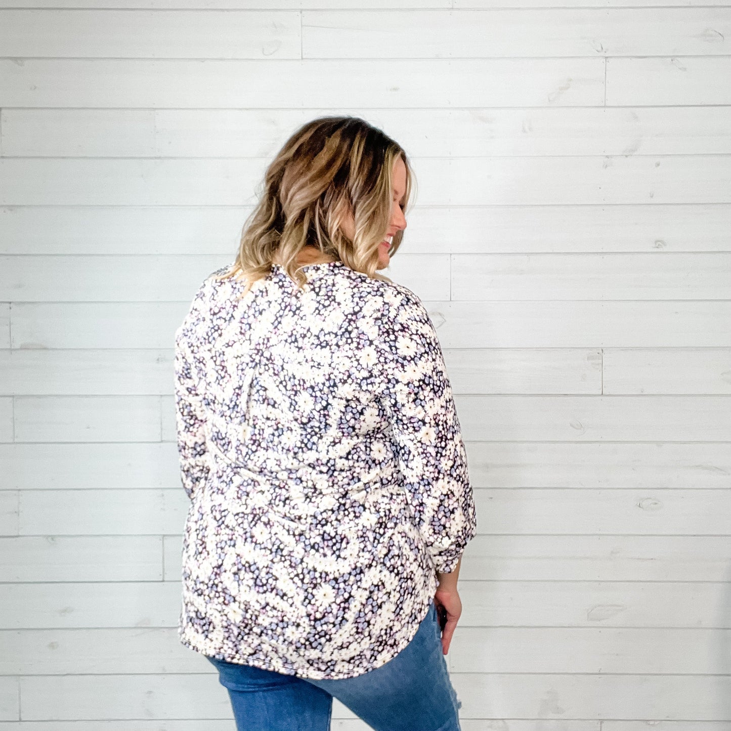 "Everything Has Changed" Floral Lizzy 3/4 Sleeve Split Neck