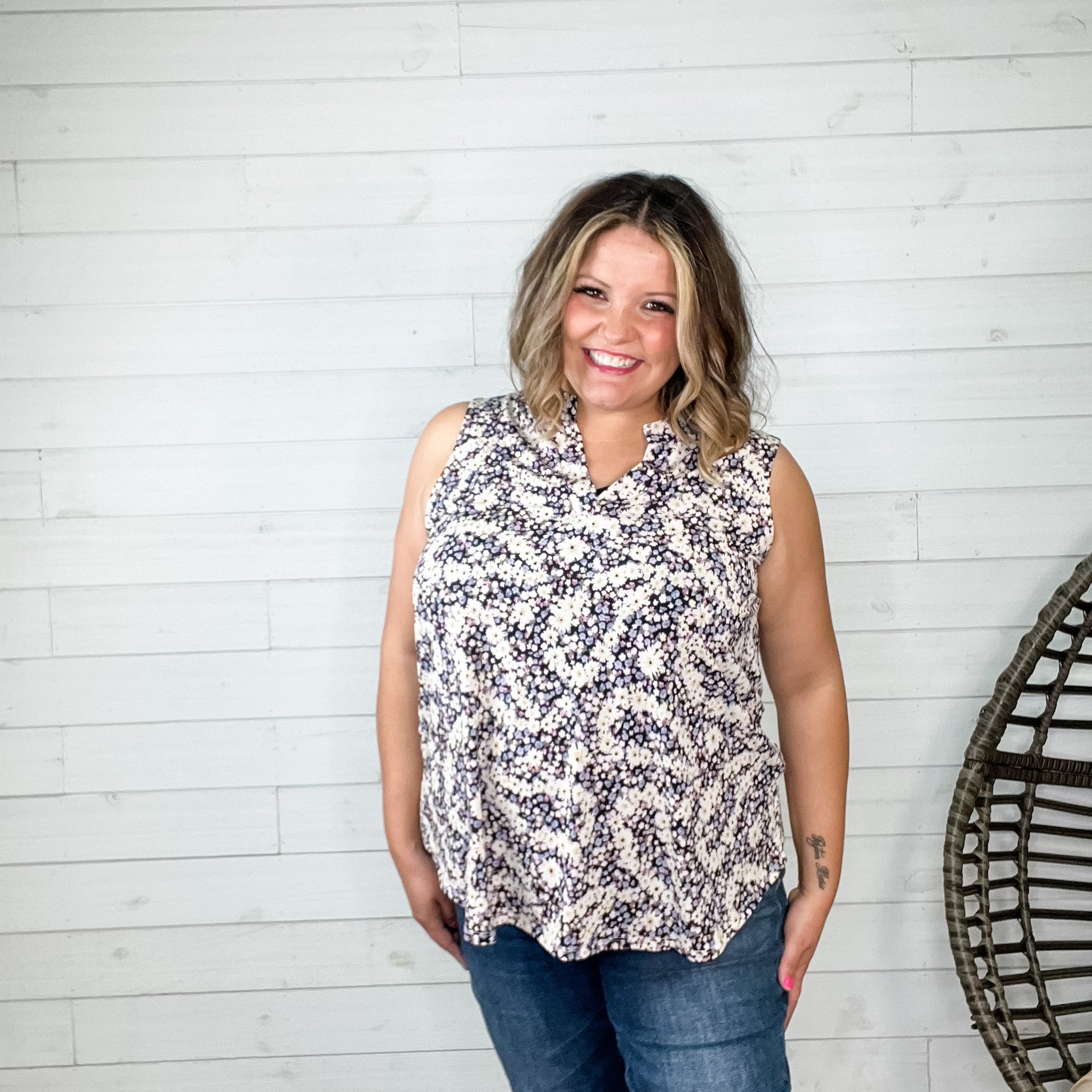 "Everything Has Changed" Floral Sleeveless Split Neck