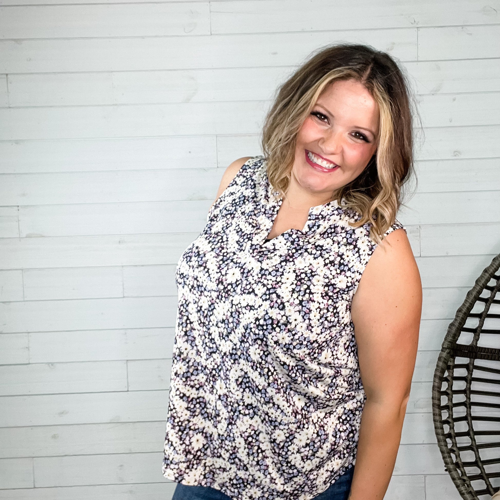 "Everything Has Changed" Floral Sleeveless Split Neck