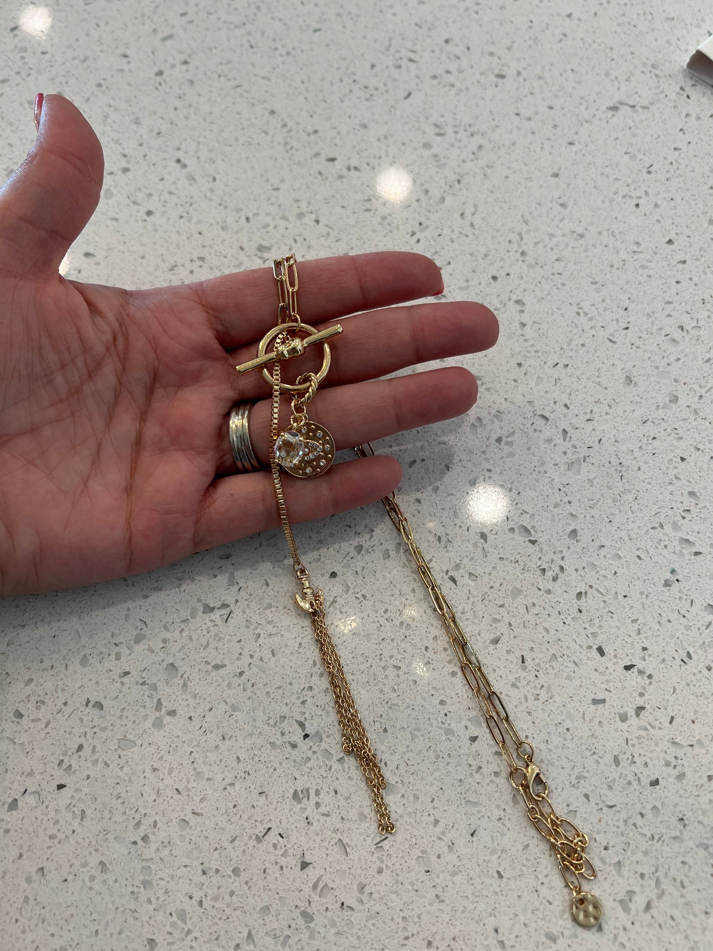 "Evita" Necklace with Anchor and Evil Eye Detail
