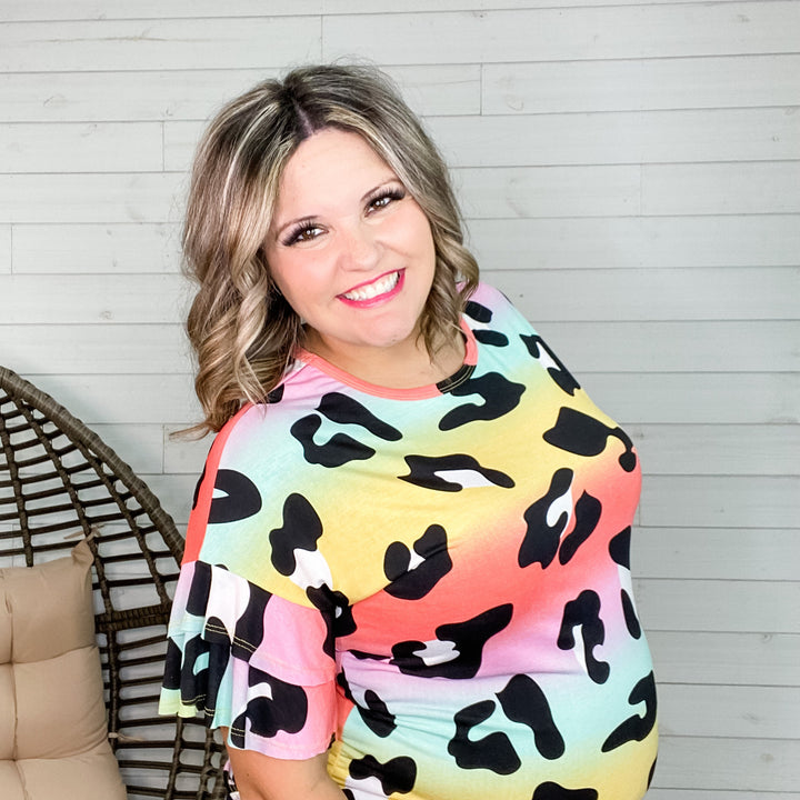 "Eye Opening" Ruffle Sleeve Animal Print