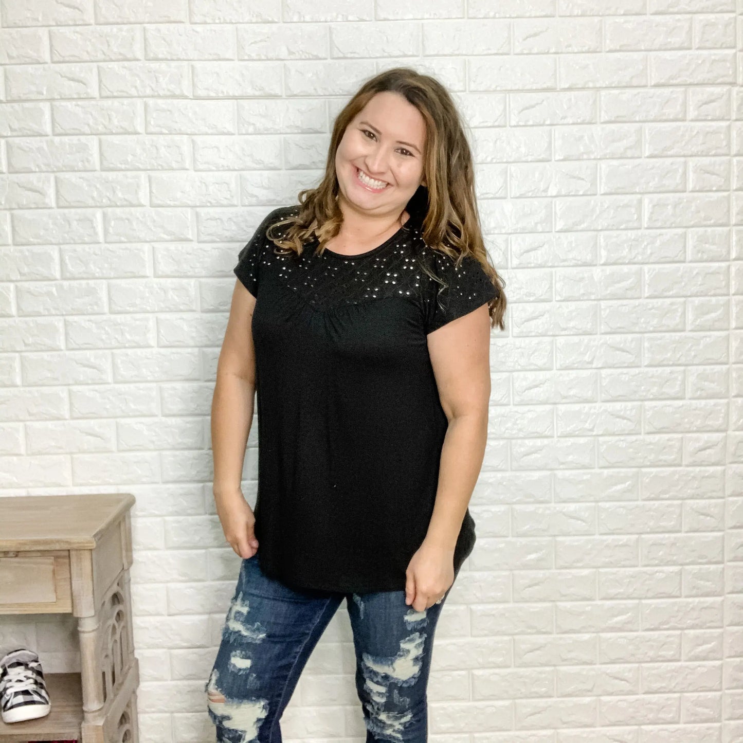 Eyelet Accent Top