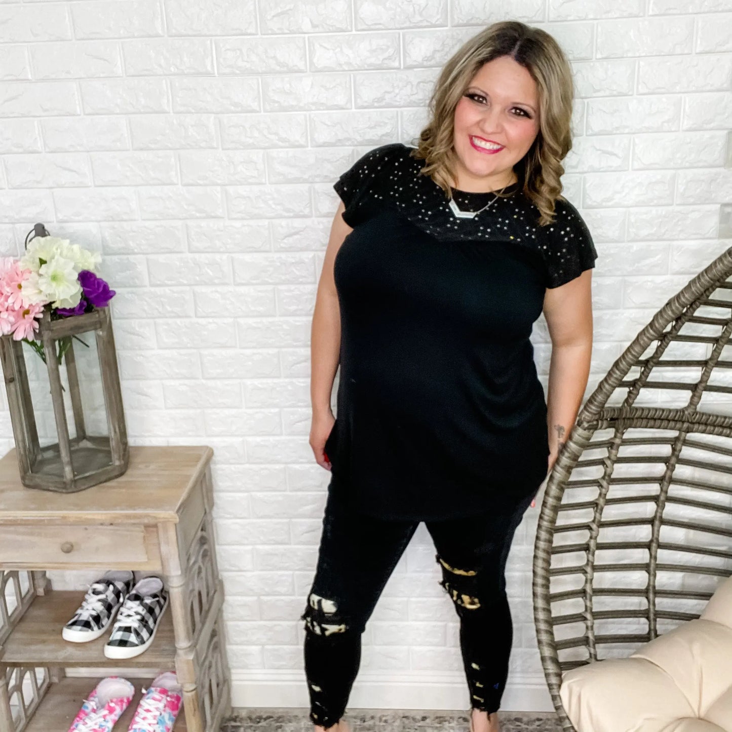 Eyelet Accent Top