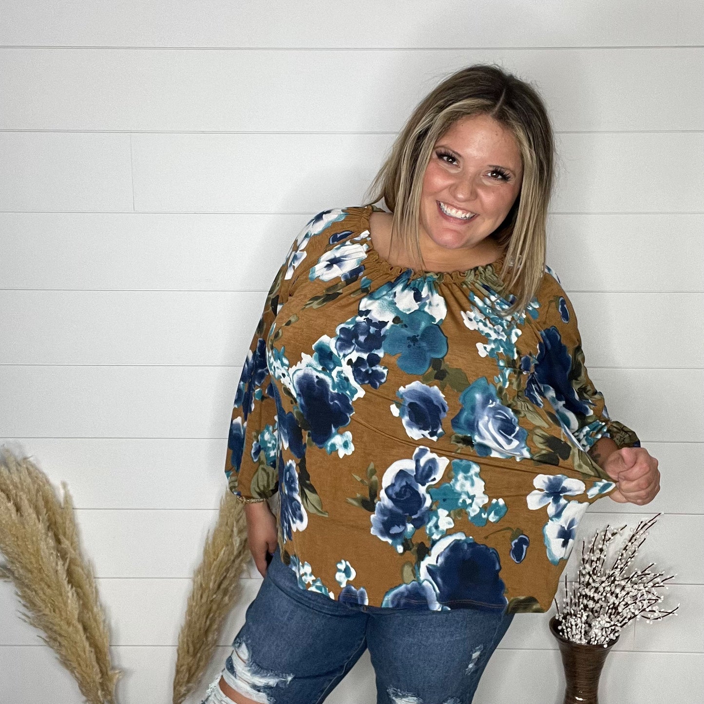 "Ezra" Floral Long Sleeve with Back Tie Detail