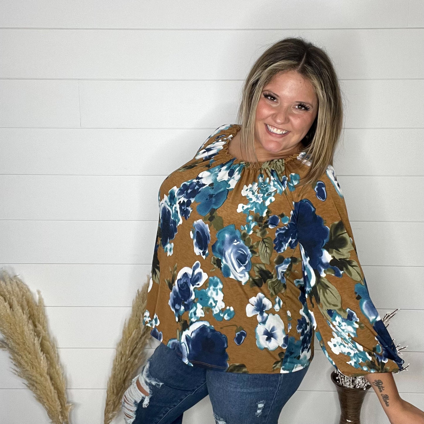 "Ezra" Floral Long Sleeve with Back Tie Detail