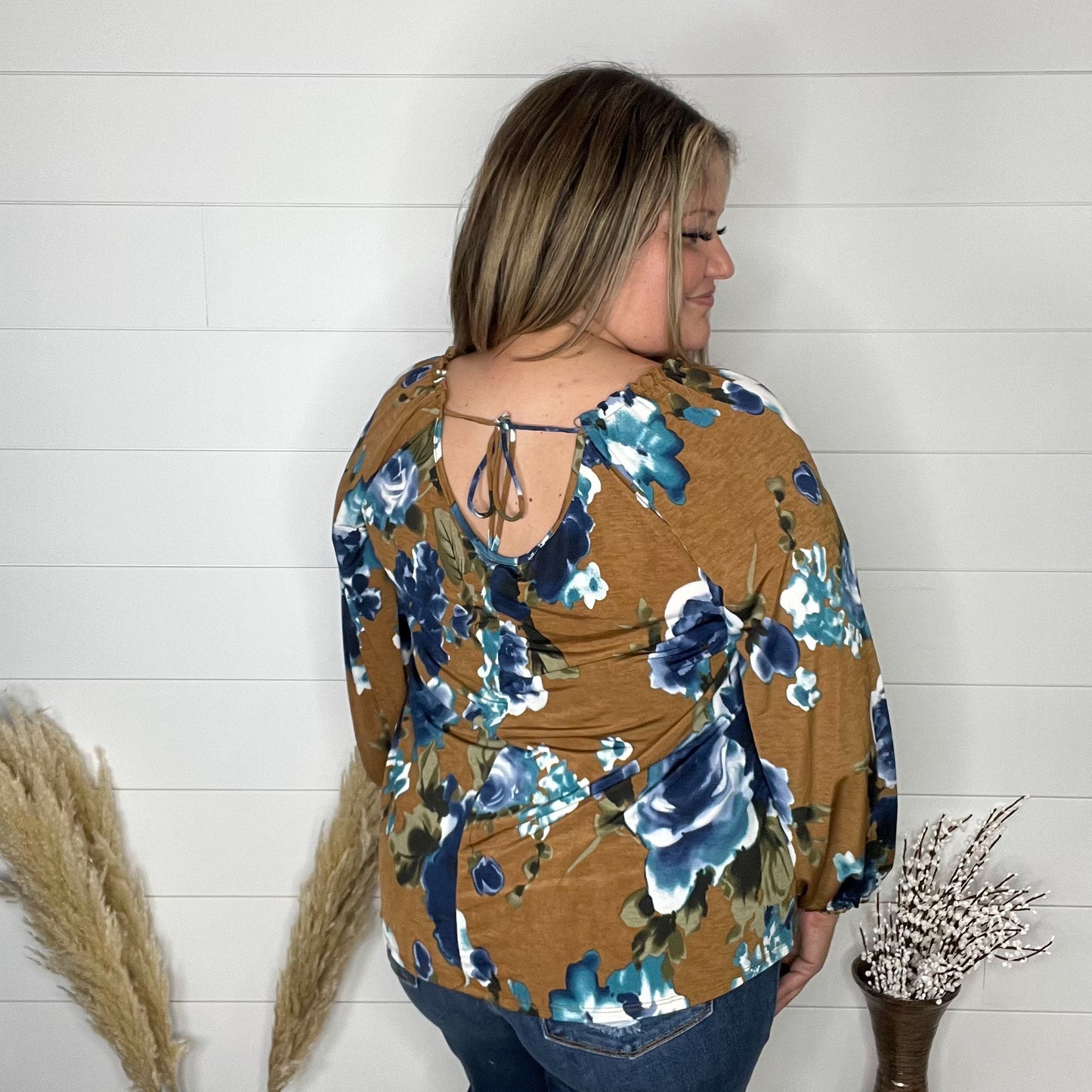 "Ezra" Floral Long Sleeve with Back Tie Detail