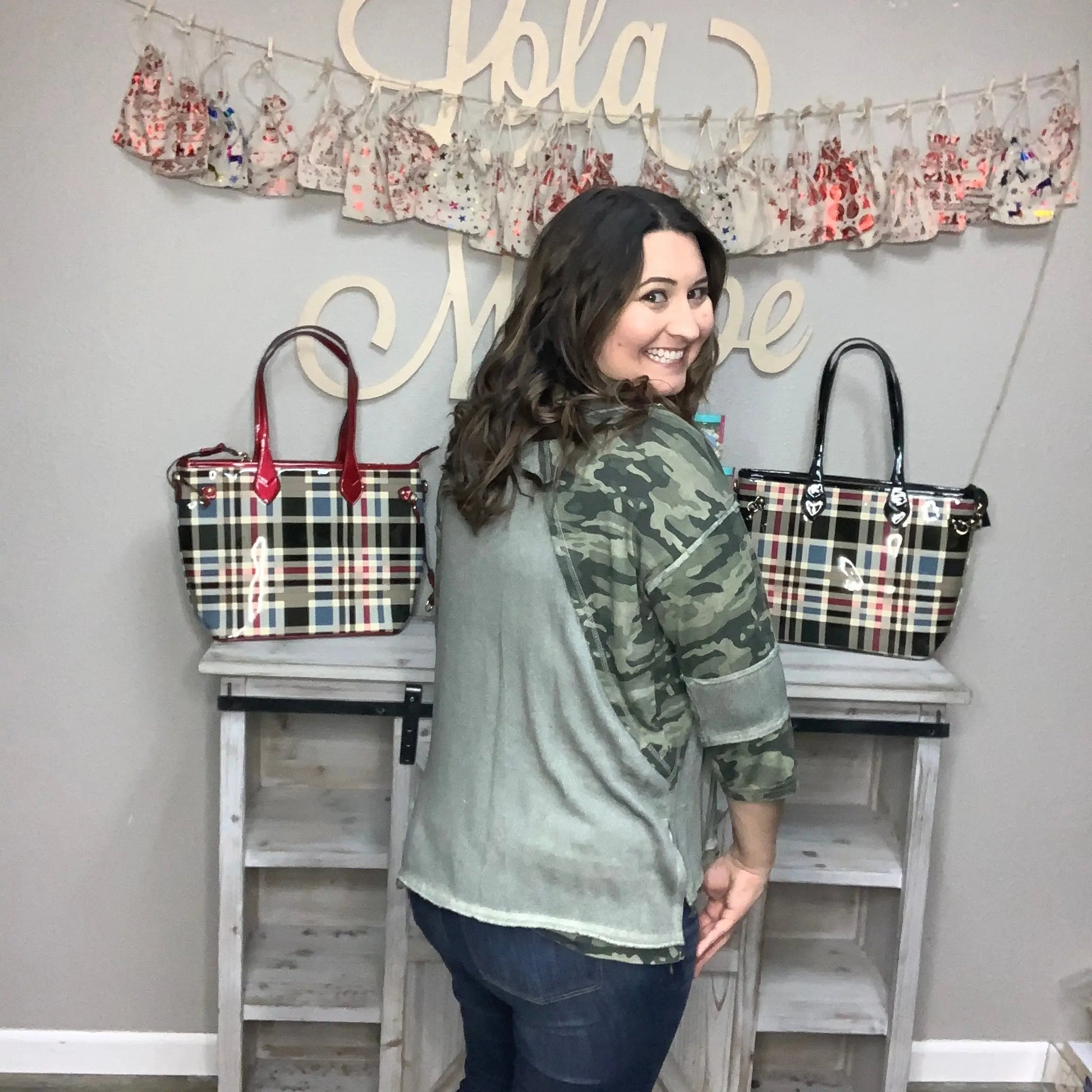 "Fearless" 3/4 Sleeve Camo Top