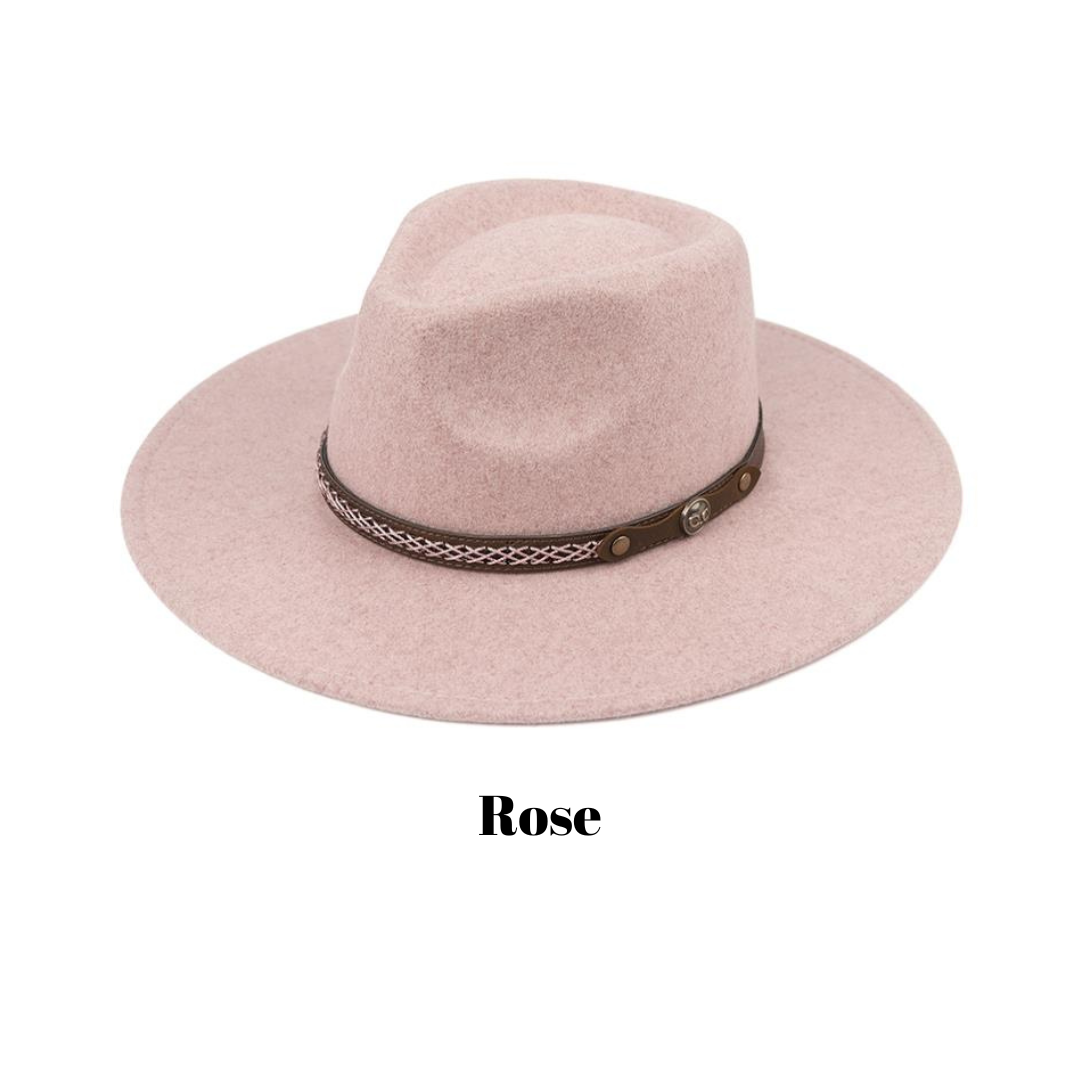Felt Wide Brim Fashion Hat (Multiple Colors)