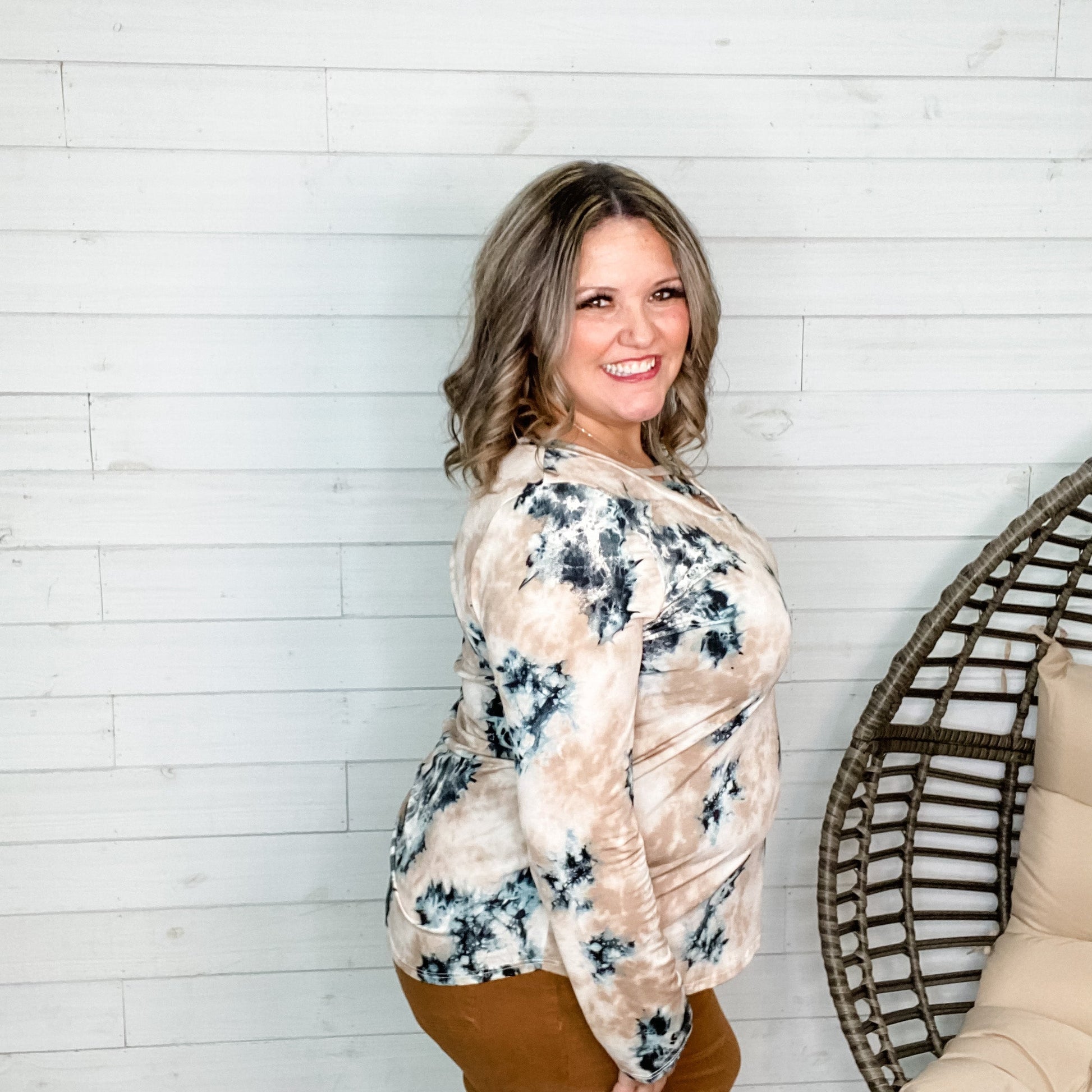 "Fernanda" Tie Die Long Sleeve with Criss Cross Front