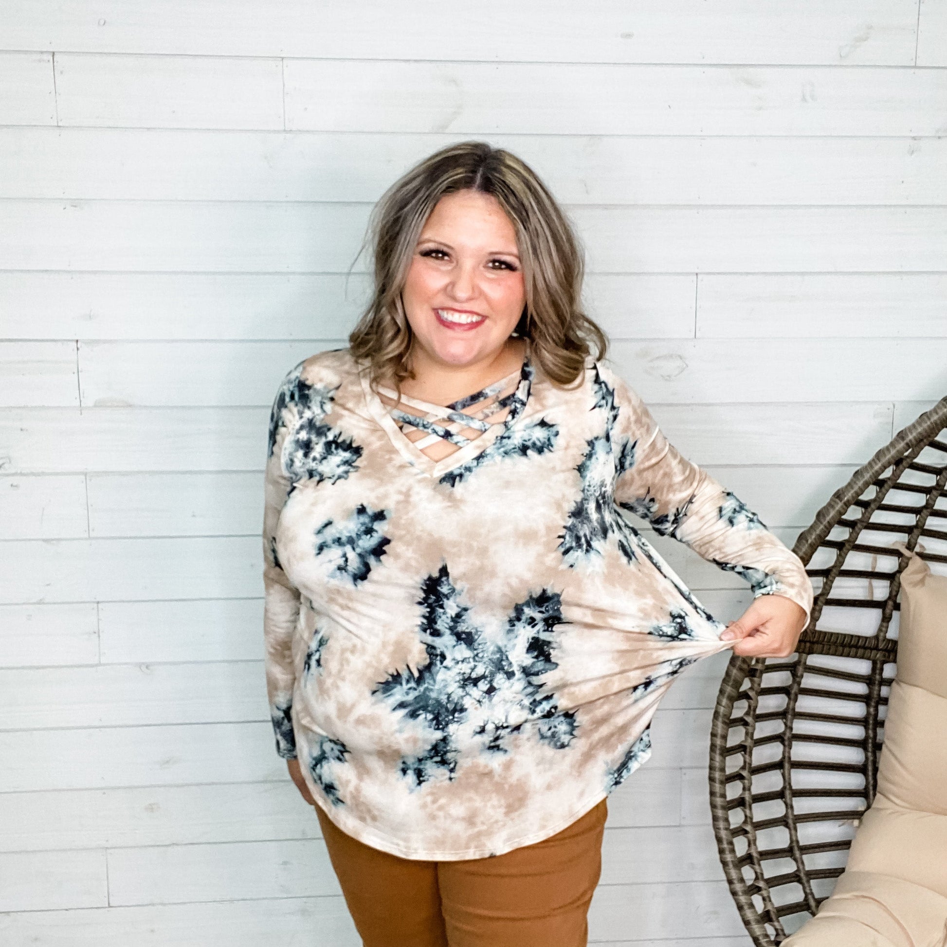 "Fernanda" Tie Die Long Sleeve with Criss Cross Front