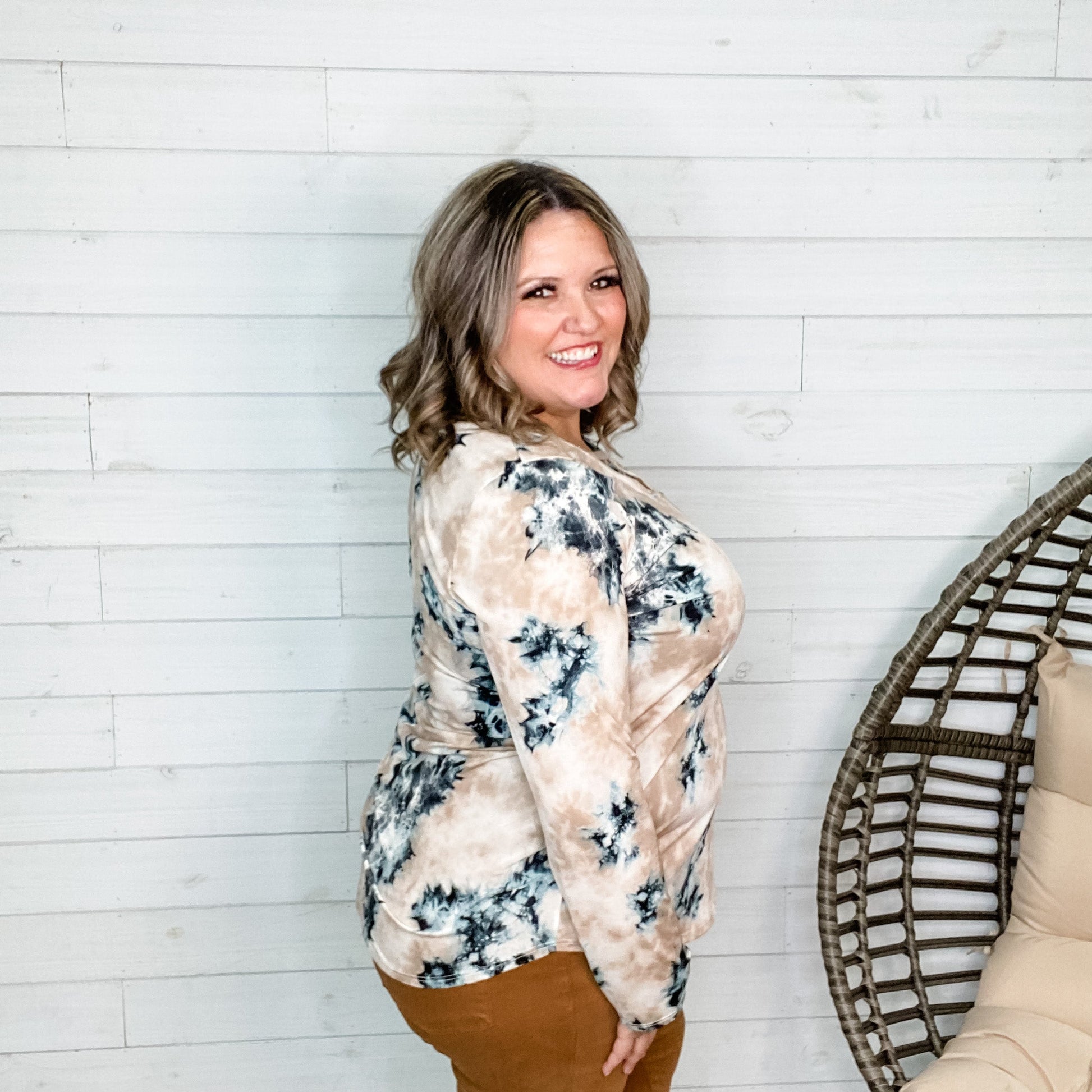 "Fernanda" Tie Die Long Sleeve with Criss Cross Front