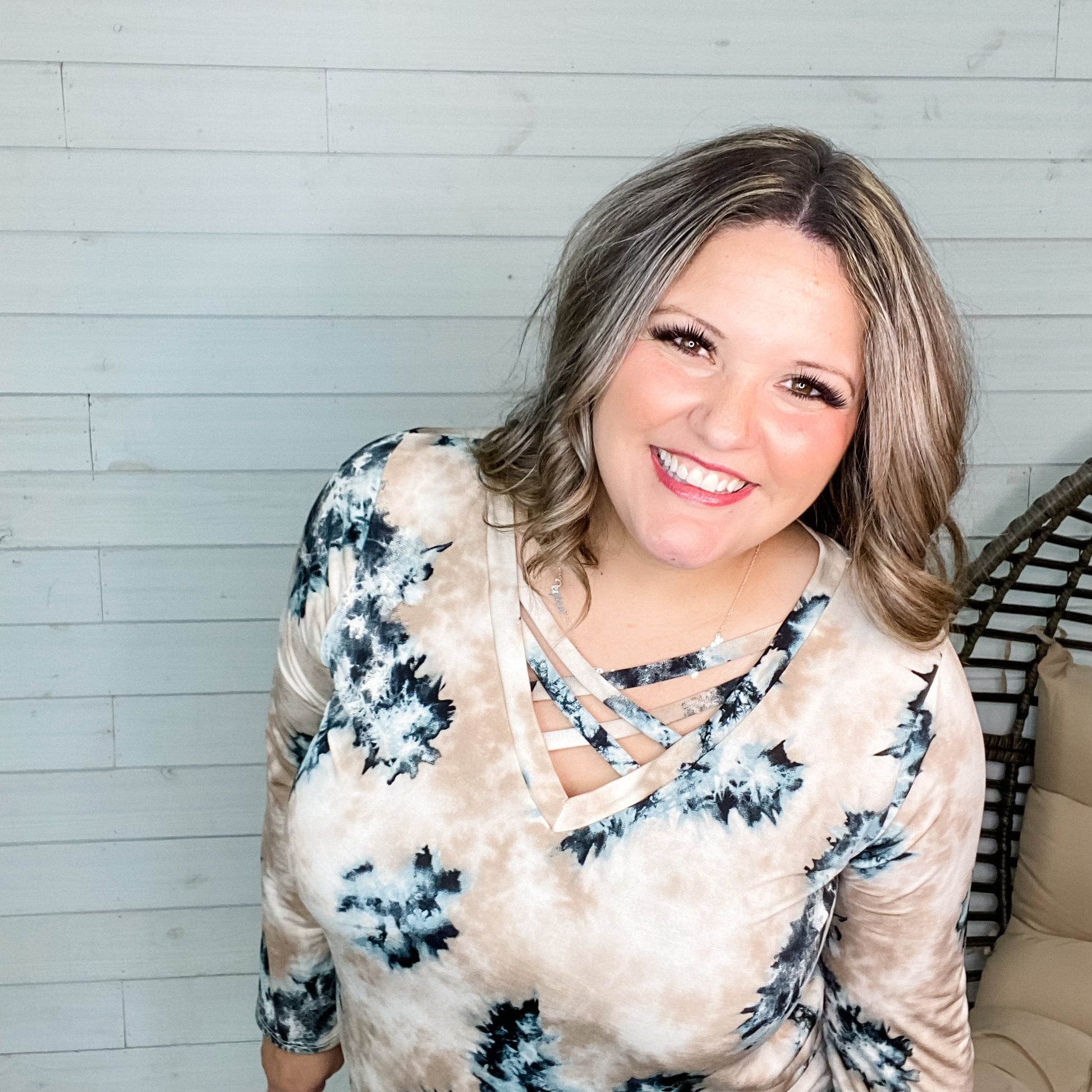 "Fernanda" Tie Die Long Sleeve with Criss Cross Front