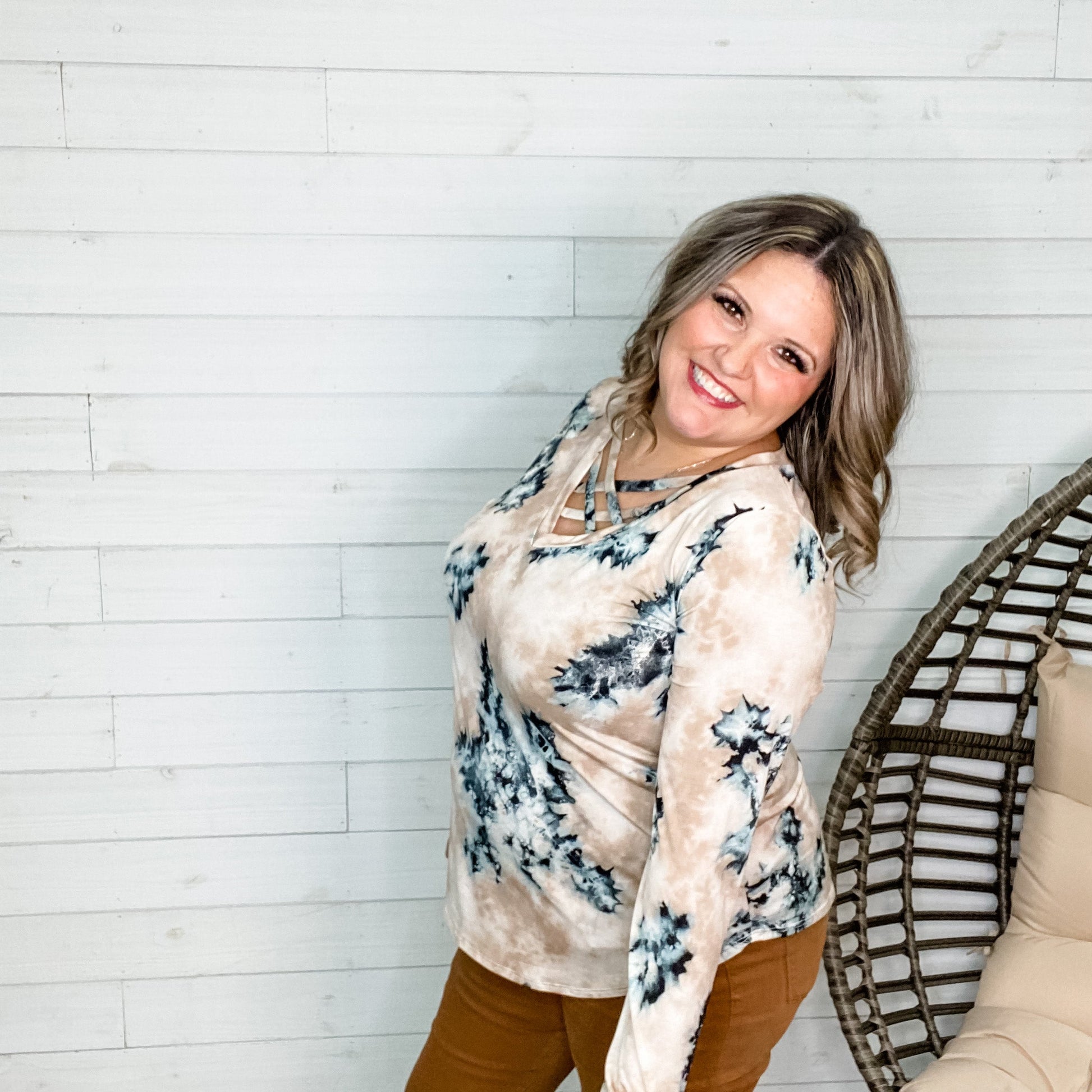 "Fernanda" Tie Die Long Sleeve with Criss Cross Front