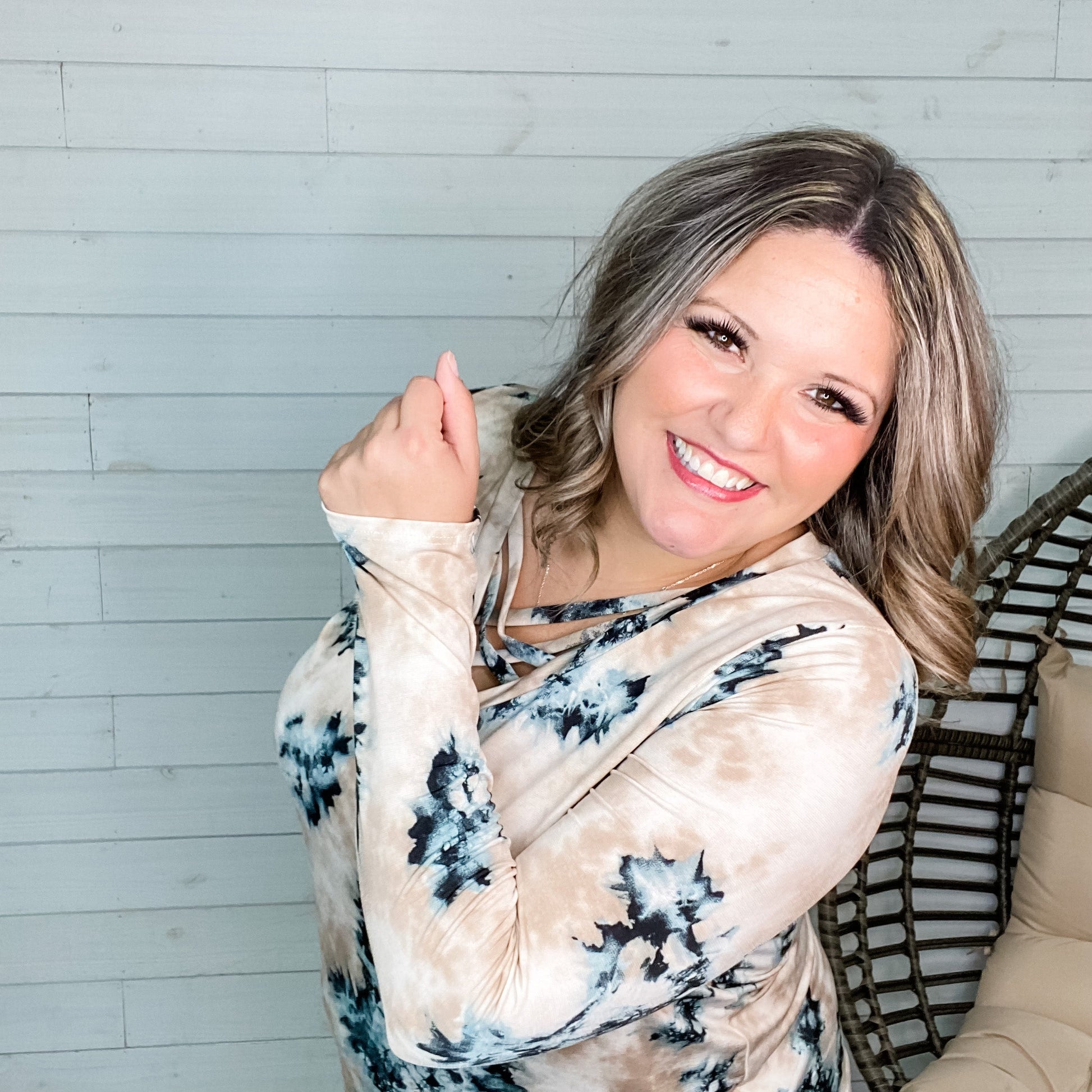 "Fernanda" Tie Die Long Sleeve with Criss Cross Front