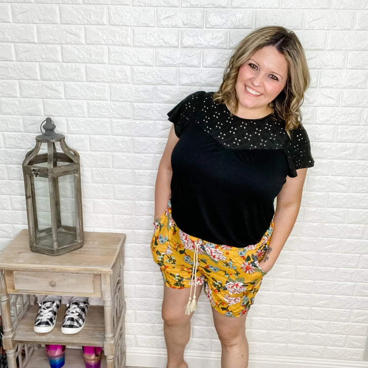 Floral Printed Smocked Waist Shorts
