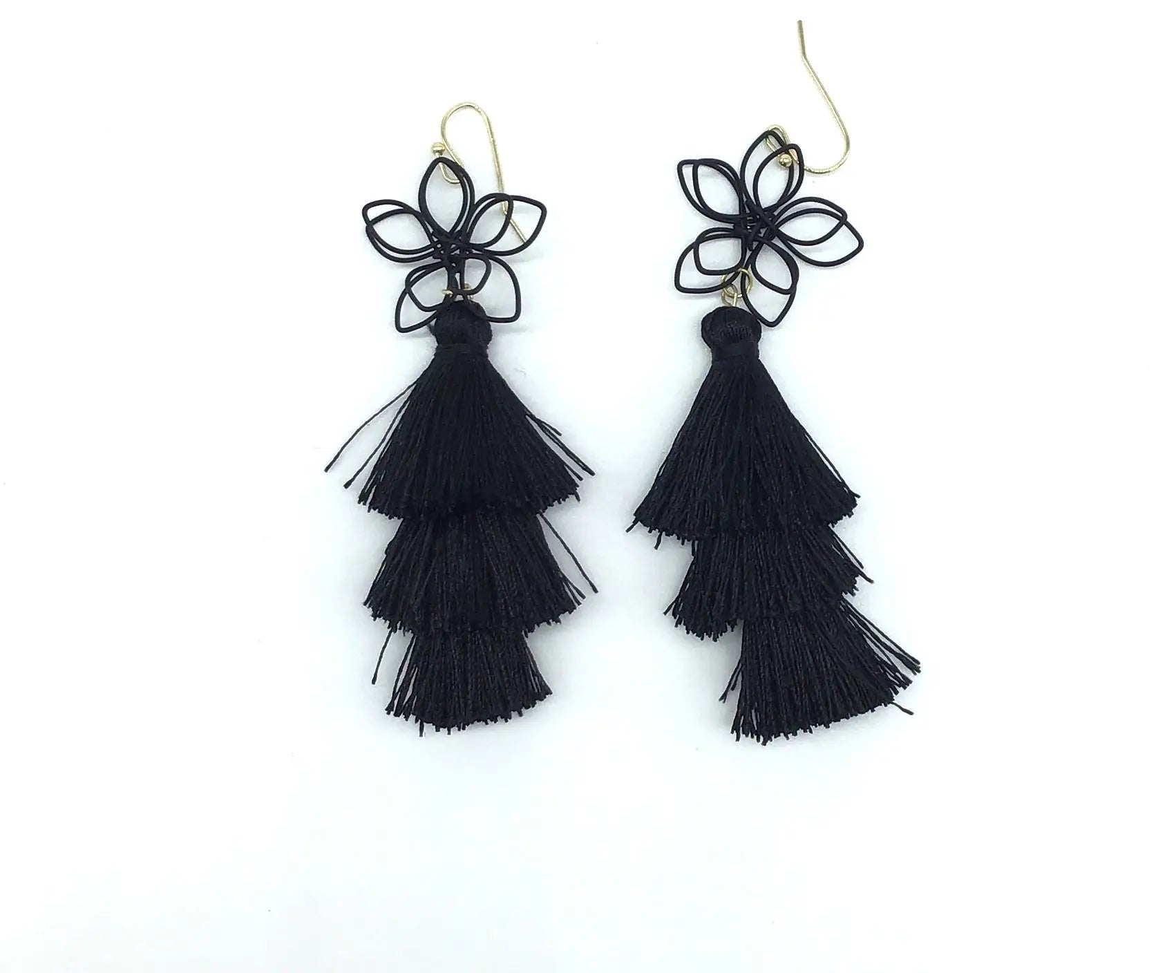 Flower Tassle Drop Earrings