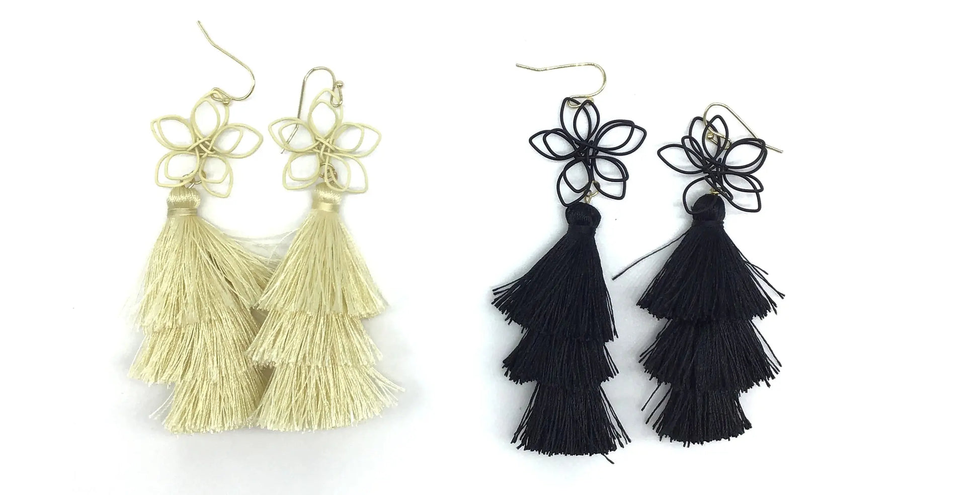 Flower Tassle Drop Earrings