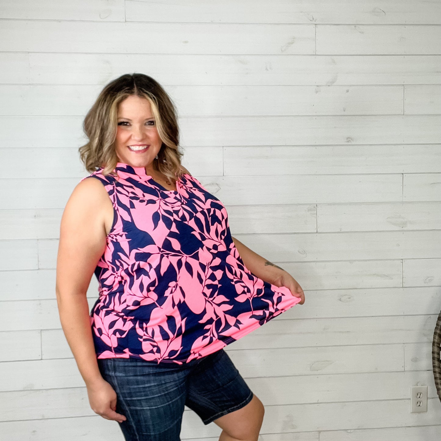 "Found Love" Sleeveless Split Neck