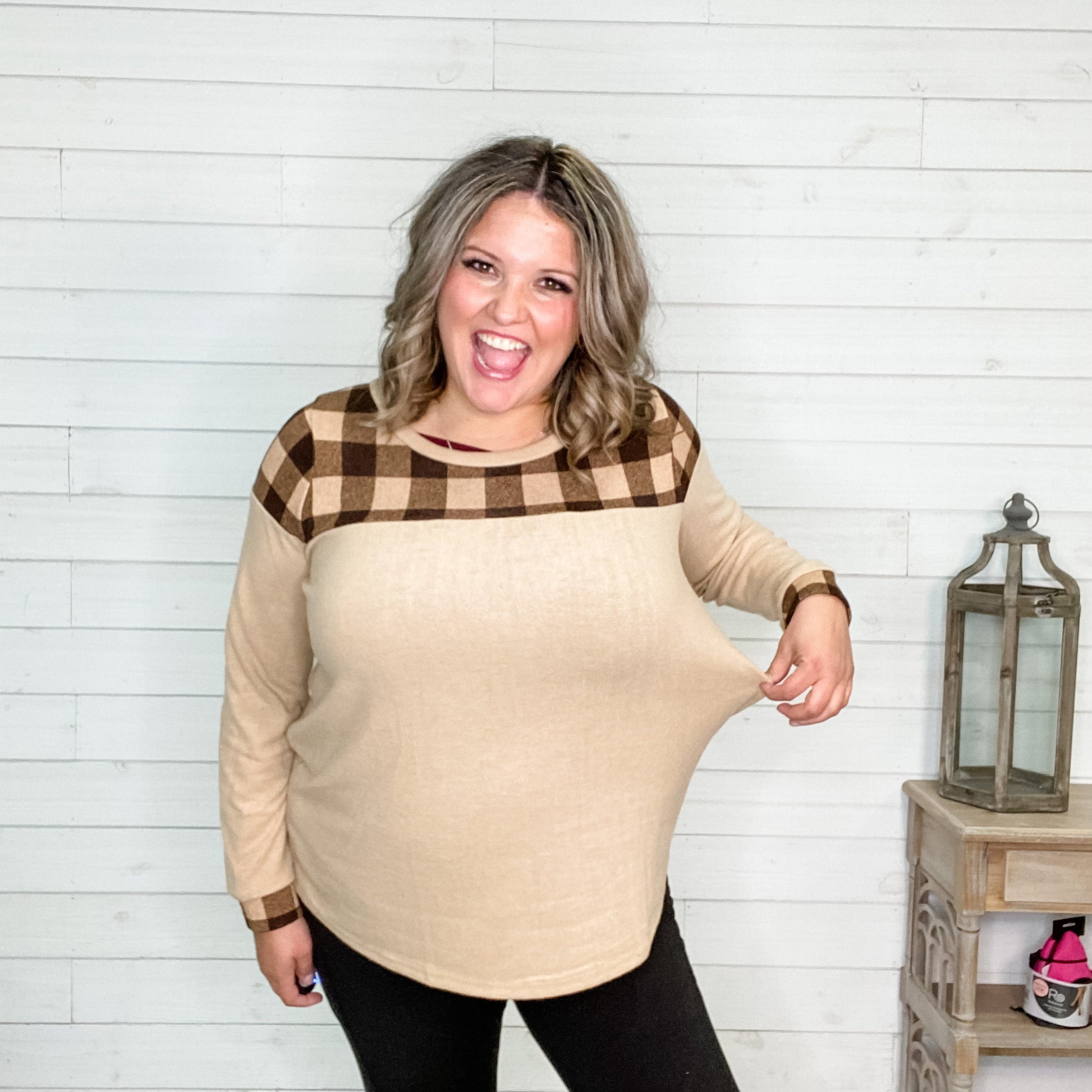 "Free Ride" Long Sleeve with Checkered Detail