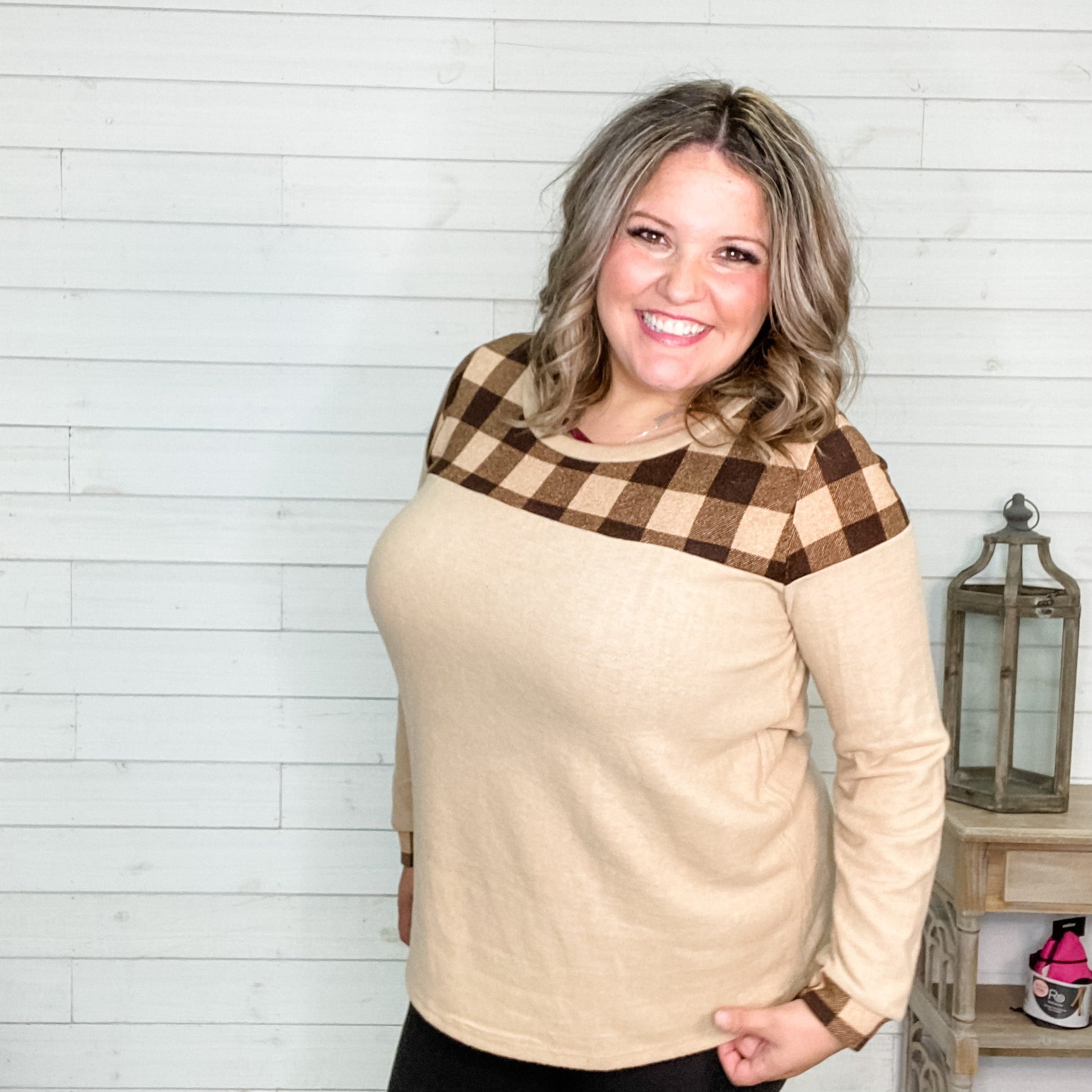 "Free Ride" Long Sleeve with Checkered Detail