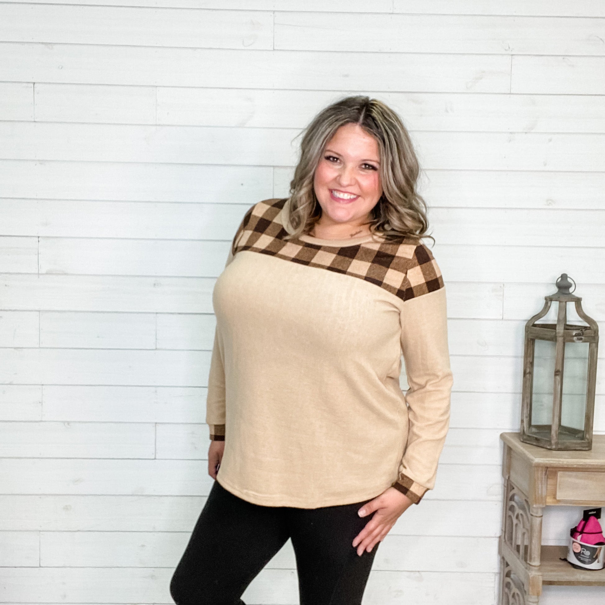 "Free Ride" Long Sleeve with Checkered Detail