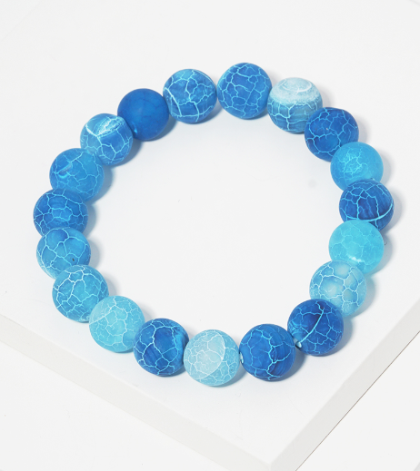 Frosted Semi Precious Stone Bead Bracelet (Multiple Colors)