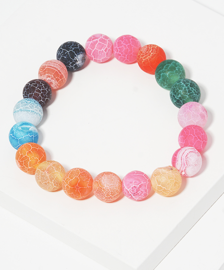Frosted Semi Precious Stone Bead Bracelet (Multiple Colors)