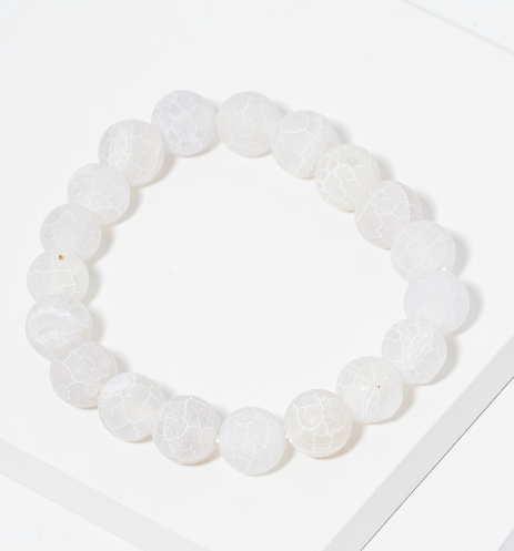 Frosted Semi Precious Stone Bead Bracelet (Multiple Colors)