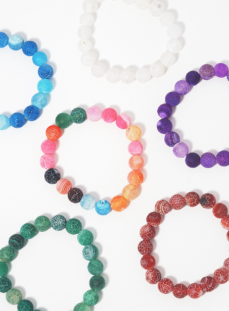 Frosted Semi Precious Stone Bead Bracelet (Multiple Colors)