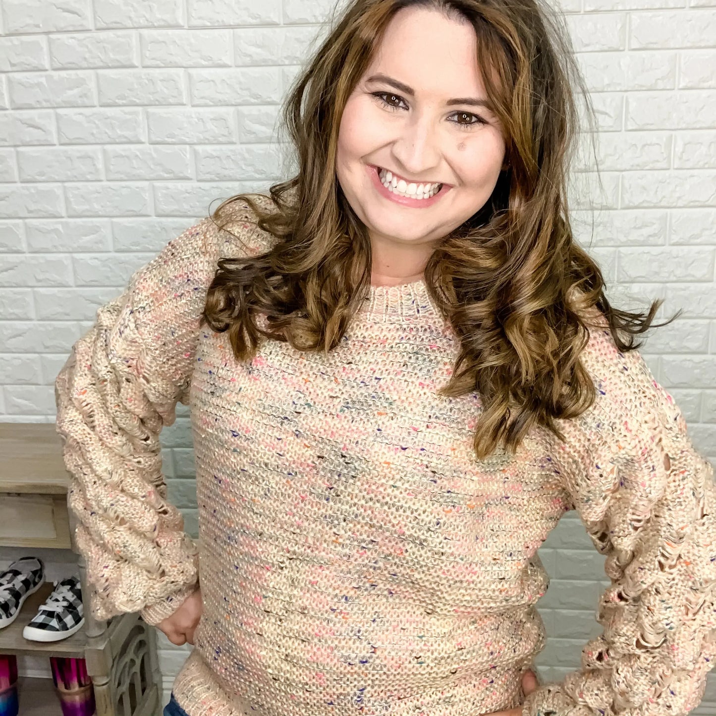 "Funfetti" Bubble Sleeve Sweater