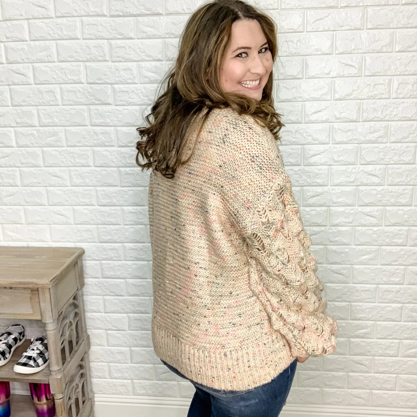 "Funfetti" Bubble Sleeve Sweater