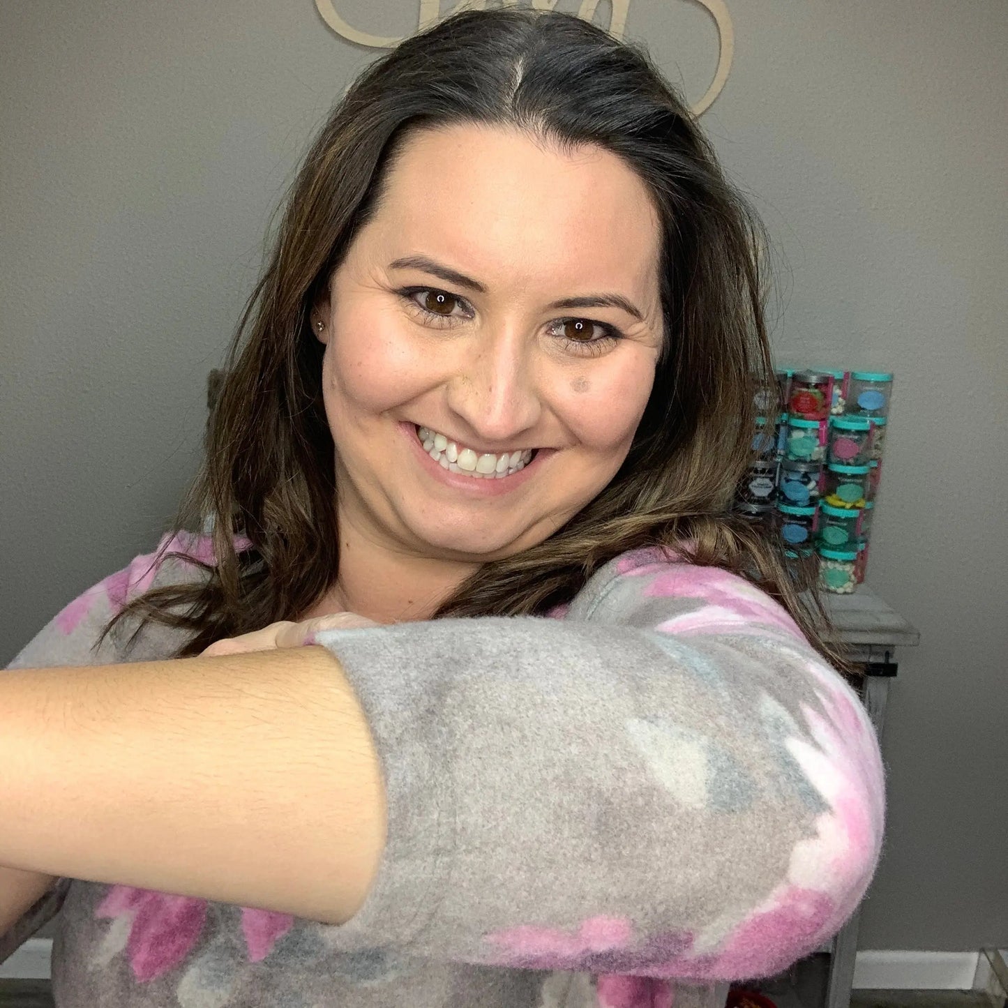 Fuzzy Floral 3/4 Sleeve Tunic Top
