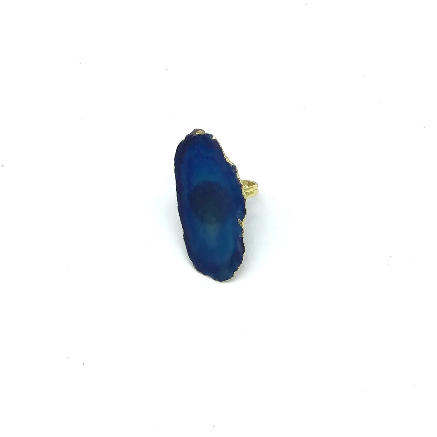 Gilded Edge Sliced Agate Adjustable Rings (Multiple Colors)
