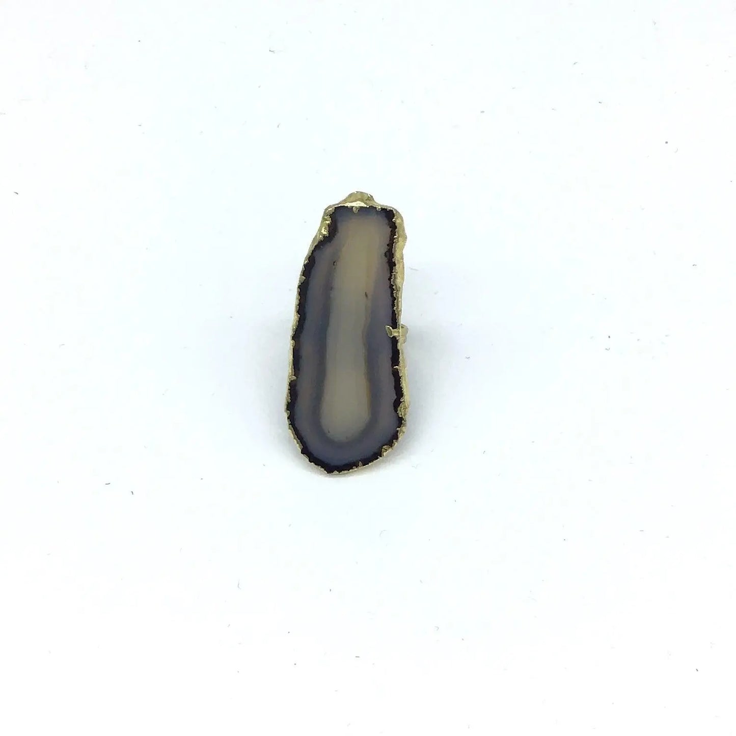 Gilded Edge Sliced Agate Adjustable Rings (Multiple Colors)