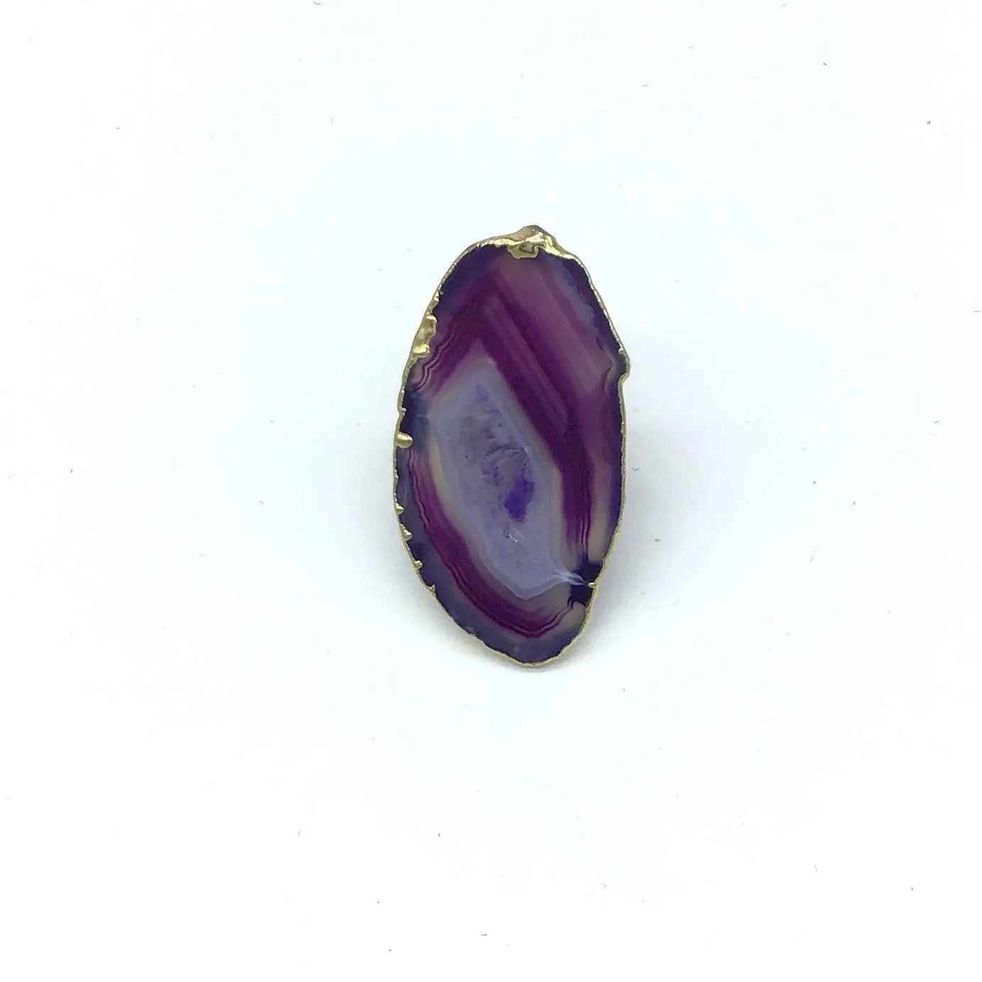 Gilded Edge Sliced Agate Adjustable Rings (Multiple Colors)