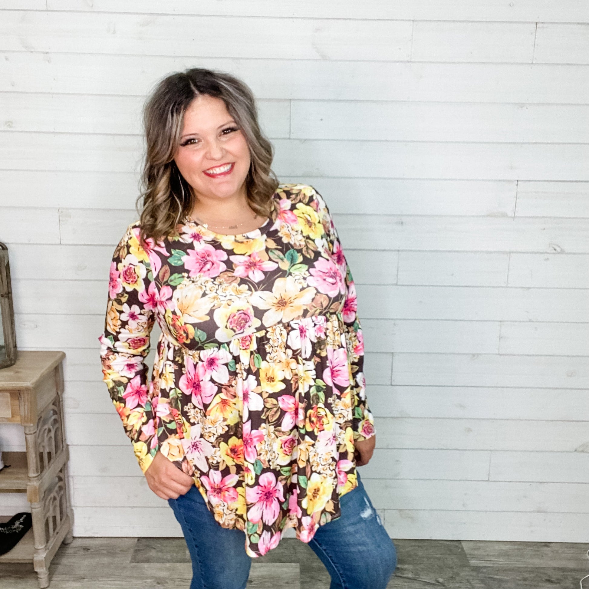 "Girlfriend" Long Sleeve Floral Babydoll