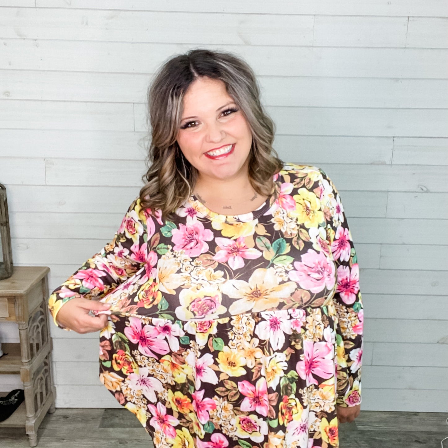 "Girlfriend" Long Sleeve Floral Babydoll