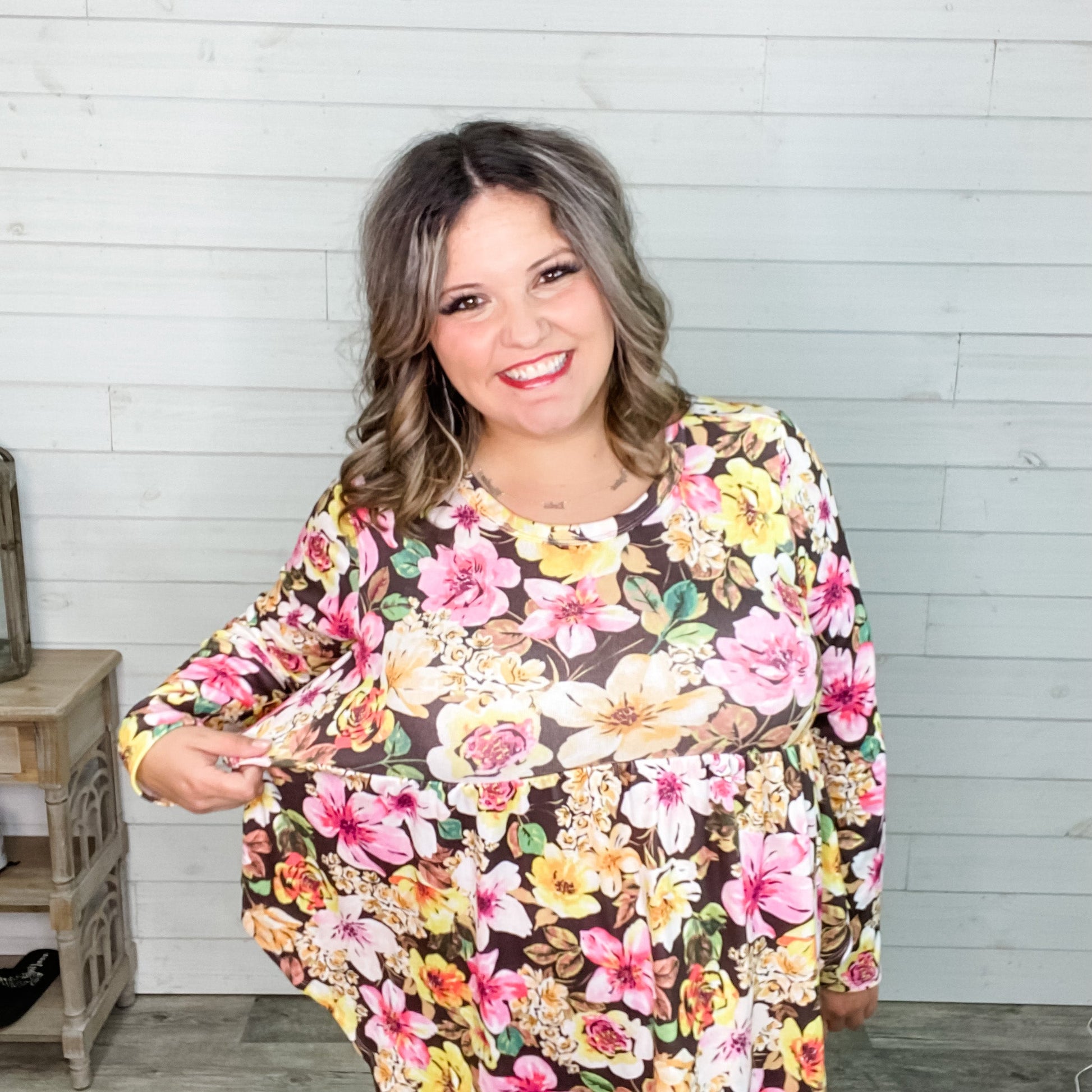 "Girlfriend" Long Sleeve Floral Babydoll