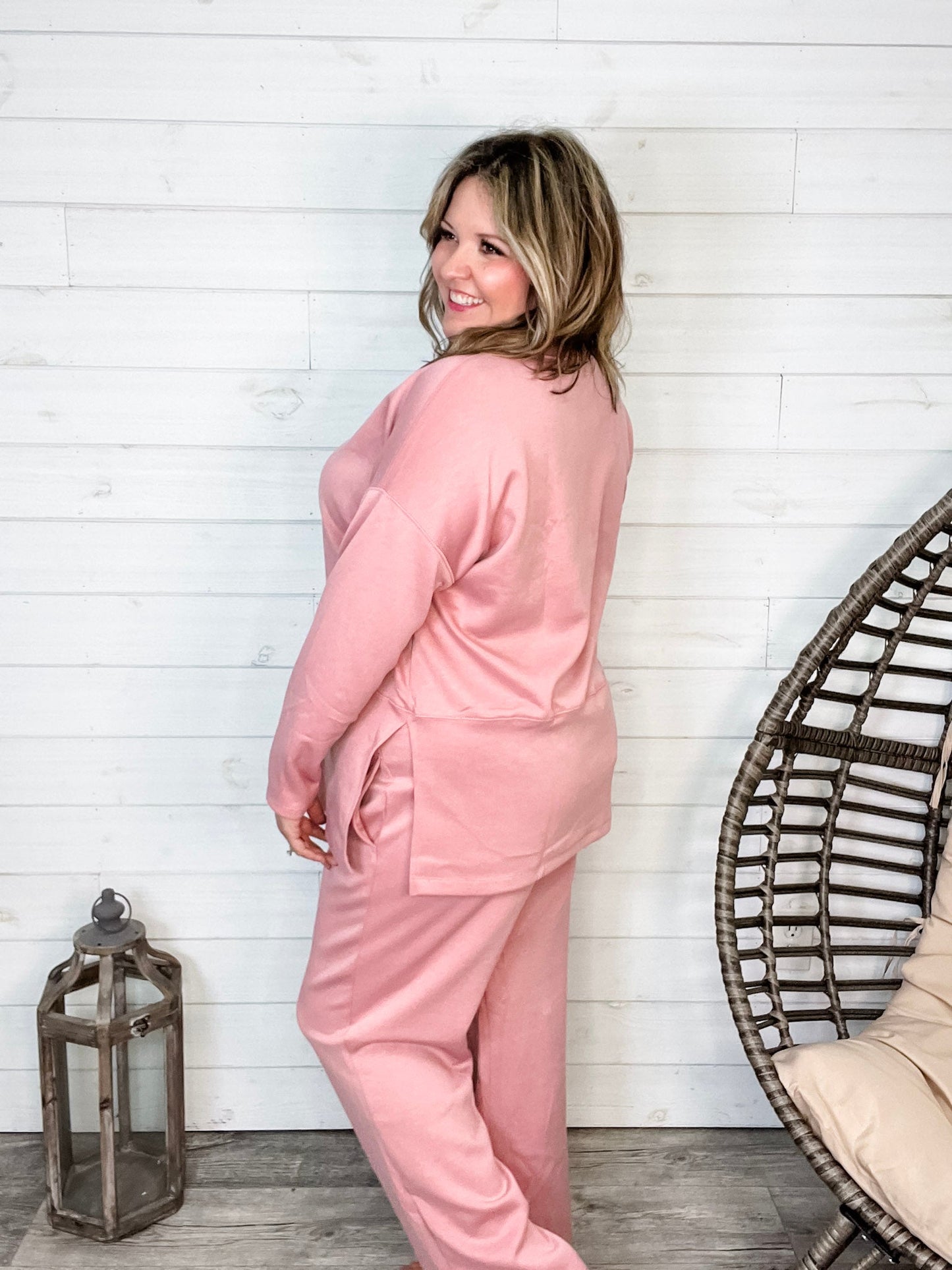 "Greece" Long Sleeve Top and Wide Leg Pants (Mauve)-Lola Monroe Boutique