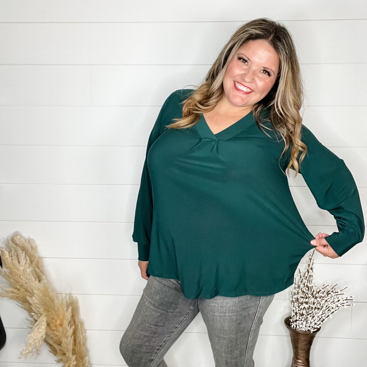 "Guardian" V Neck Balloon Long Sleeve