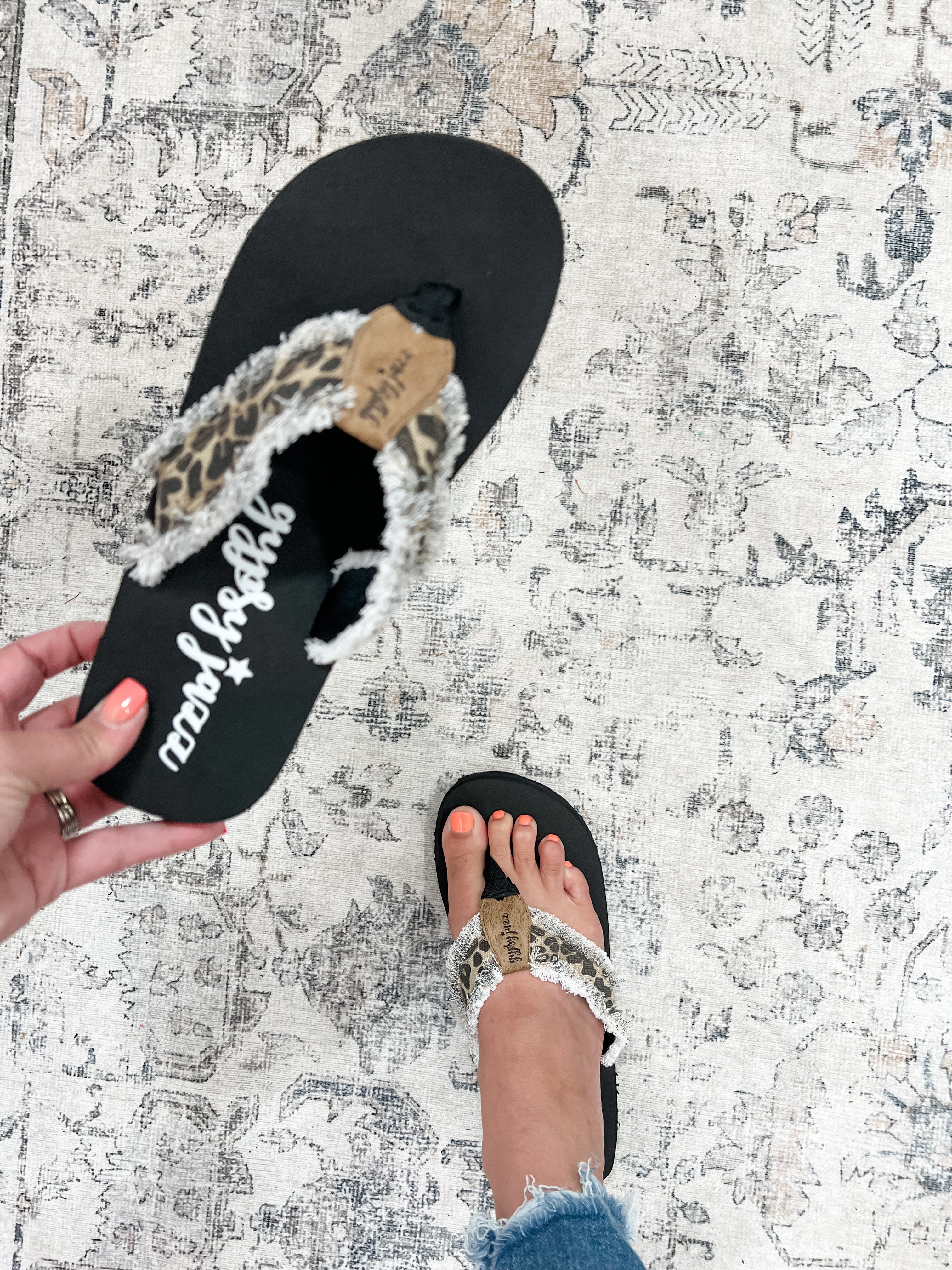 Gypsy Jazz Flip Flops (Tan Leopard) Lola Monroe Boutique