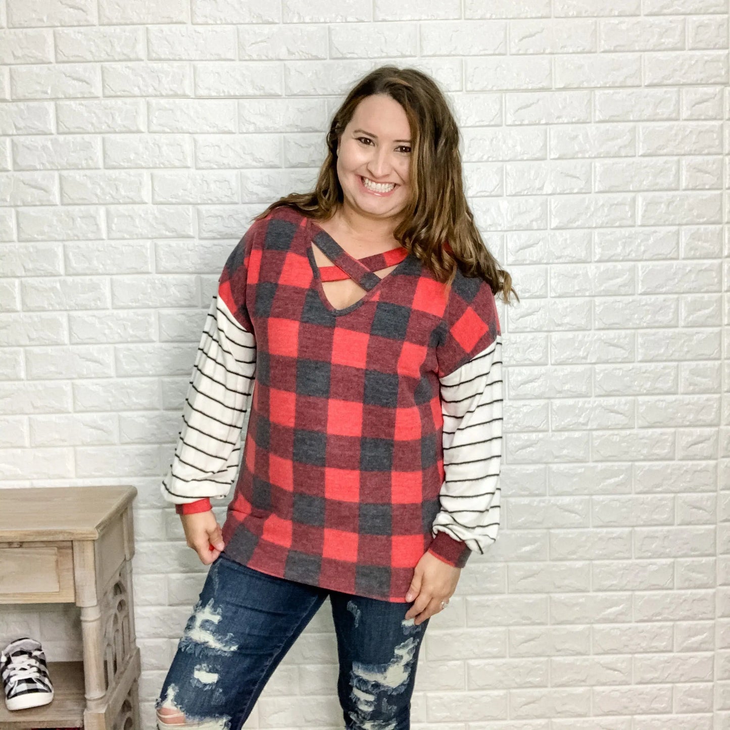 Hacci Brushed Plaid Long Sleeve